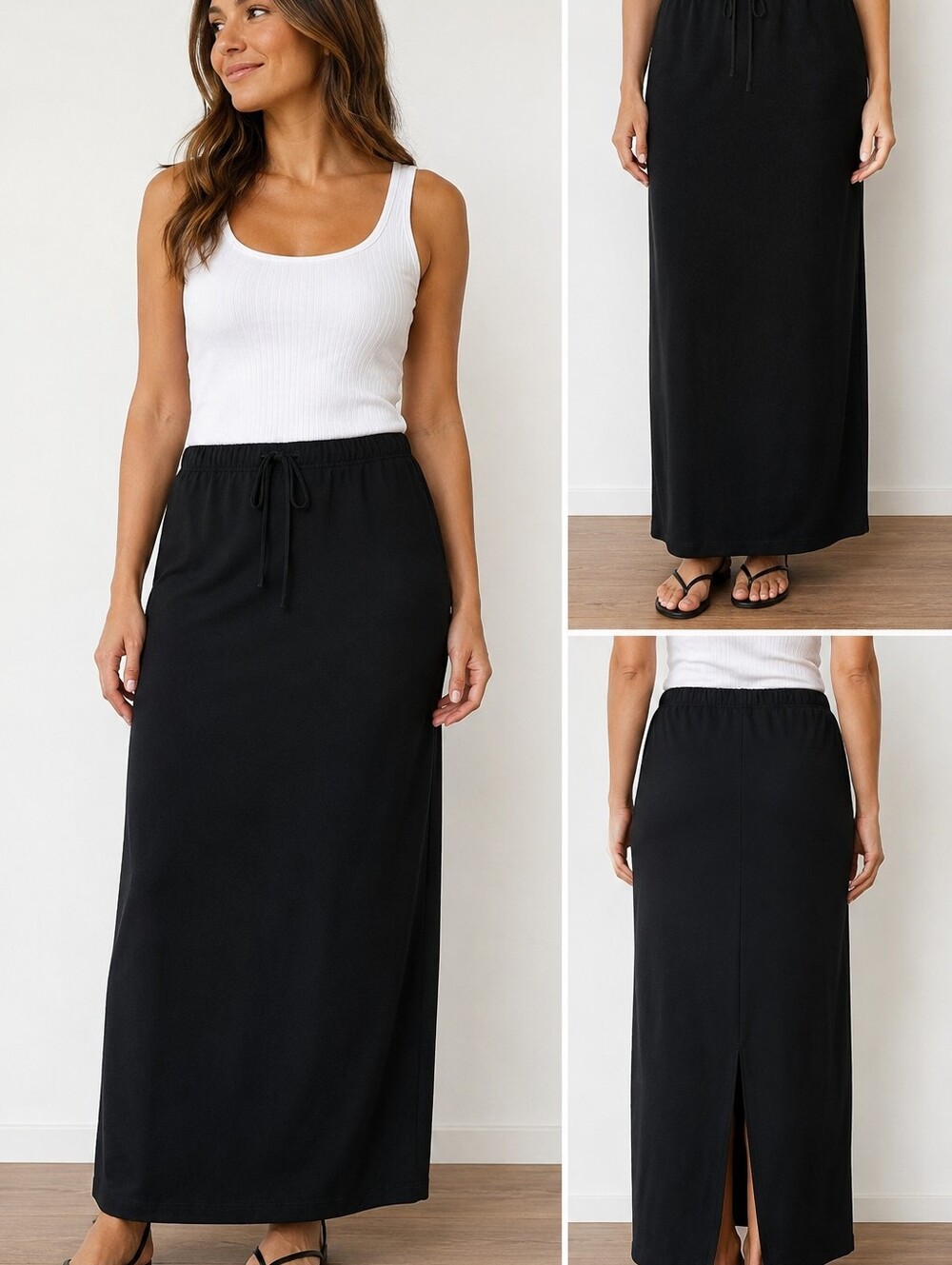 GAP Black Drawstring Maxi Knit Skirt - Women VTG